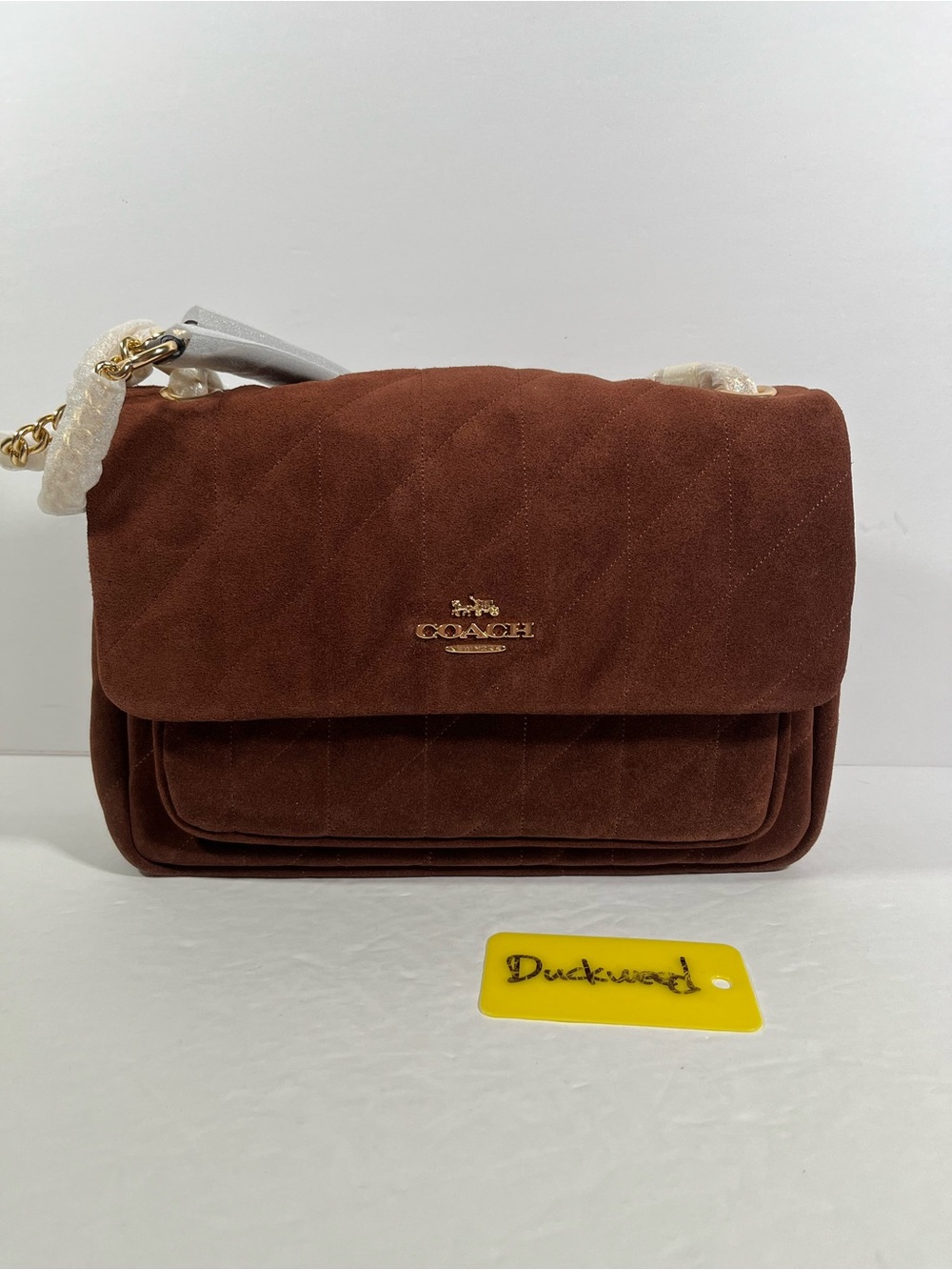 NWT Coach Elodie Crossbody Bag Quilting CCZ63 Gold/Vintage Brown/Maple Suede